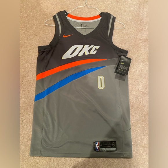SOLD-NEW Nike NBA OKC Thunder Russell Westbrook Basketball Jersey - Mens Sz S 40 - Picture 1 of 10